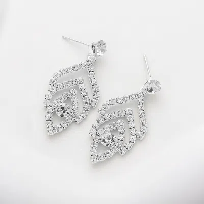 Fashnzfab Rhinestone Paved Dangle Evening Earrings In Metallic