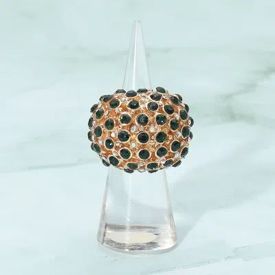Fashnzfab Rhinestone Paved Dome Stretch Statement Ring In Multi