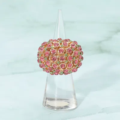 Fashnzfab Rhinestone Paved Dome Stretch Statement Ring In Multi