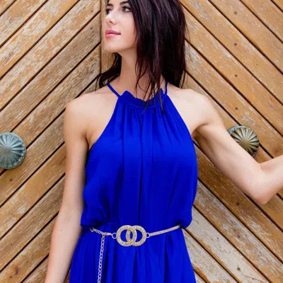 Fashnzfab Rhinestone Paved Double O Chain Belt In Gold