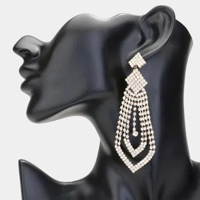 Fashnzfab Rhinestone Paved Evening Earrings - Gold