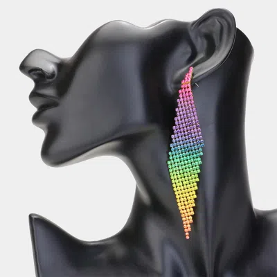 Fashnzfab Rhinestone Paved Evening Earrings In Multi
