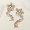 Fashnzfab Rhinestone Paved Flower Fringe Evening Earrings - Ab, Gold In Gold