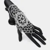 Fashnzfab Rhinestone Paved Flower Pointed Hand Chain Evening Bracelet Silver In Silver