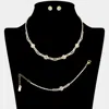 Fashnzfab Rhinestone Paved Flower Pointed Jewelry Set In Gold