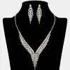 Fashnzfab Rhinestone Paved Fringe V Shaped Necklace 16" + 4.5" L In Black