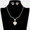 Fashnzfab Rhinestone Paved Heart Necklace In Gold
