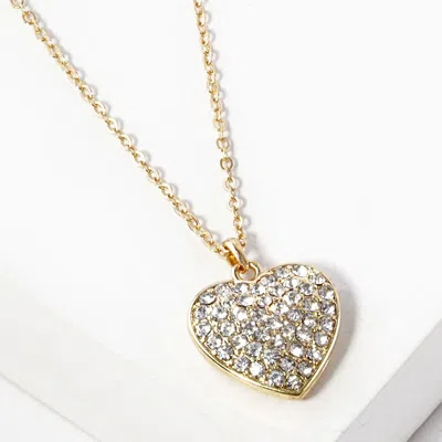 Fashnzfab Rhinestone Paved Heart Pendant Necklace In Multi