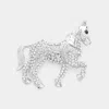 Fashnzfab Rhinestone Paved Horse Pin Brooch In White