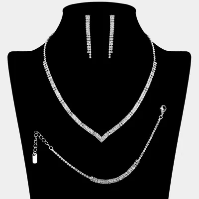 Fashnzfab Rhinestone Paved Jewelry Set In Multi