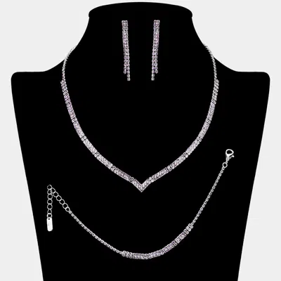 Fashnzfab Rhinestone Paved Jewelry Set In Red