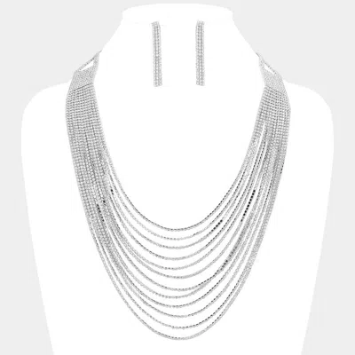Fashnzfab Rhinestone Paved Layered Strand Necklace 21.5" + 4.25" L In Multi