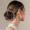 Fashnzfab Rhinestone Paved Leaf Vine Bun Wrap Headpiece In White