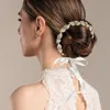 Fashnzfab Rhinestone Paved Leaf Vine Wrap Headpiece In Gold