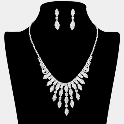 Fashnzfab Rhinestone Paved Marquise Link Collar Necklace In Metallic
