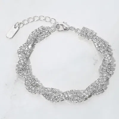 Fashnzfab Rhinestone Paved Marquise Link Evening Bracelet Clear, Silver In Multi