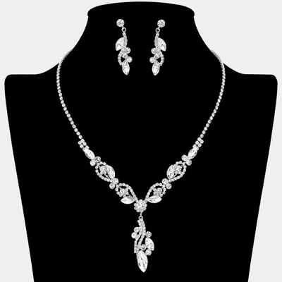 Fashnzfab Rhinestone Paved Marquise Pendant Necklace In Metallic
