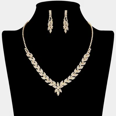 Fashnzfab Rhinestone Paved Marquise Shape Necklace In Gold