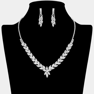 Fashnzfab Rhinestone Paved Marquise Shape Necklace In Multi