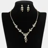 Fashnzfab Rhinestone Paved Marquise Stone Stem Necklace In Gold