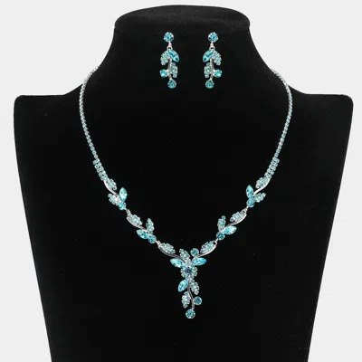 Fashnzfab Rhinestone Paved Marquise Stone Stem Necklace In Multi