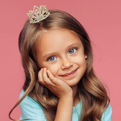 Fashnzfab Rhinestone Paved Mini Princess Tiara In Gold