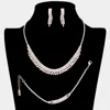 Fashnzfab Rhinestone Paved Necklace Jewelry Set In Metallic