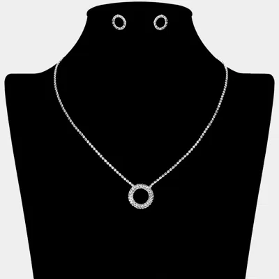 Fashnzfab Rhinestone Paved O Pendant Necklace In Multi
