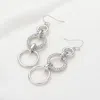 Fashnzfab Rhinestone Paved O Ring Link Dropdown Dangle Earrings In Metallic