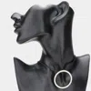 Fashnzfab Rhinestone Paved Open Circle Pendant Faux Leather Choker Necklace In Gold