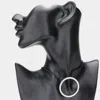 Fashnzfab Rhinestone Paved Open Circle Pendant Faux Leather Choker Necklace In Metallic