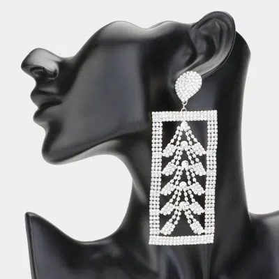 Fashnzfab Rhinestone Paved Oversized Frame Evening Earrings In Black