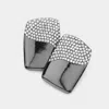 Fashnzfab Rhinestone Paved Pointed Rectangle Earrings - Hematite In Black