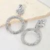 Fashnzfab Rhinestone Paved Ring Dangle Evening Clip One Earrings In Metallic
