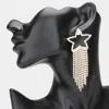 Fashnzfab Rhinestone Paved Star Pointed Fringe Evening Earrings - Gold In Gold