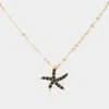 Fashnzfab Rhinestone Paved Starfish Pendant Necklace In Gold