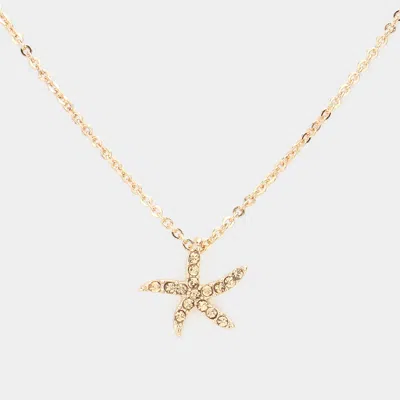 Fashnzfab Rhinestone Paved Starfish Pendant Necklace In Multi