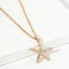 Fashnzfab Rhinestone Paved Starfish Pendant Necklace In Silver