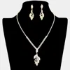 Fashnzfab Rhinestone Paved Teardrop Shaped Pendant Pointed Necklace In Multi