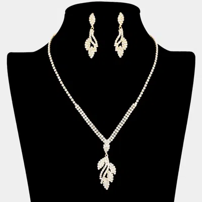 Fashnzfab Rhinestone Paved Teardrop Shaped Pendant Pointed Necklace In Multi