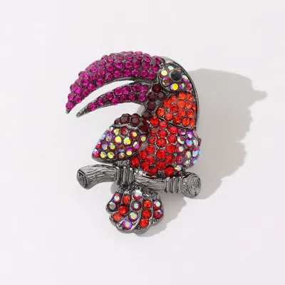Fashnzfab Rhinestone Paved Toucan Pin Brooch In Pink