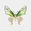 Fashnzfab Rhinestone Paved Transparent Butterfly Pin Brooch In Green