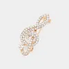 Fashnzfab Rhinestone Paved Treble Clef Pin Brooch In Gold