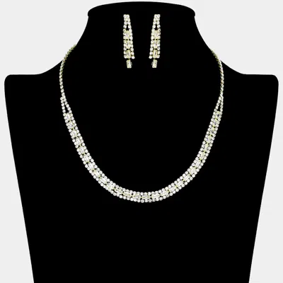 Fashnzfab Rhinestone Paved U Shaped Necklace In Black