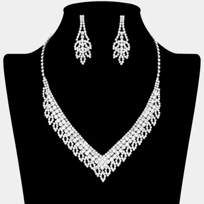 Fashnzfab Rhinestone Paved V Shaped Collar Necklace In Multi