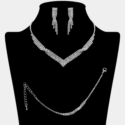 Fashnzfab Rhinestone Paved V Shaped Jewelry Set In Multi