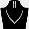Fashnzfab Rhinestone Paved V Shaped Necklace - Clear, Gold In Metallic