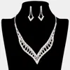 Fashnzfab Rhinestone Paved V Shaped Necklace 17" + 4.75" L In Metallic