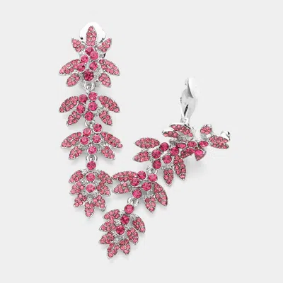 Fashnzfab Rhinestone Paved Vine Dropdown Evening Earrings In Multi