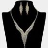 Fashnzfab Rhinestone Paved Waterfall Fringe V Shaped Necklace In Gold